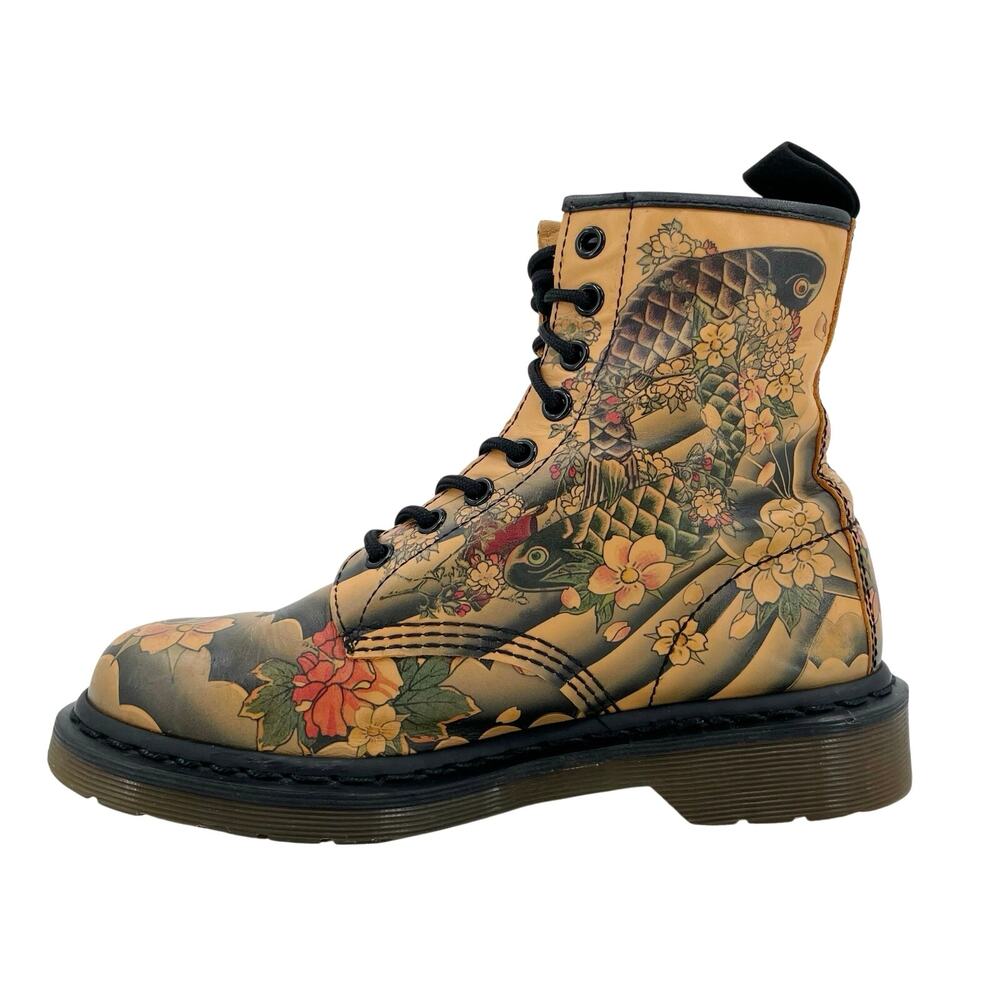 Dr. Martens x Evisu Wagara 1460 Tattoo Sleeve Japanese Koi Fish Boots Size US 7 - Picture 3 of 15